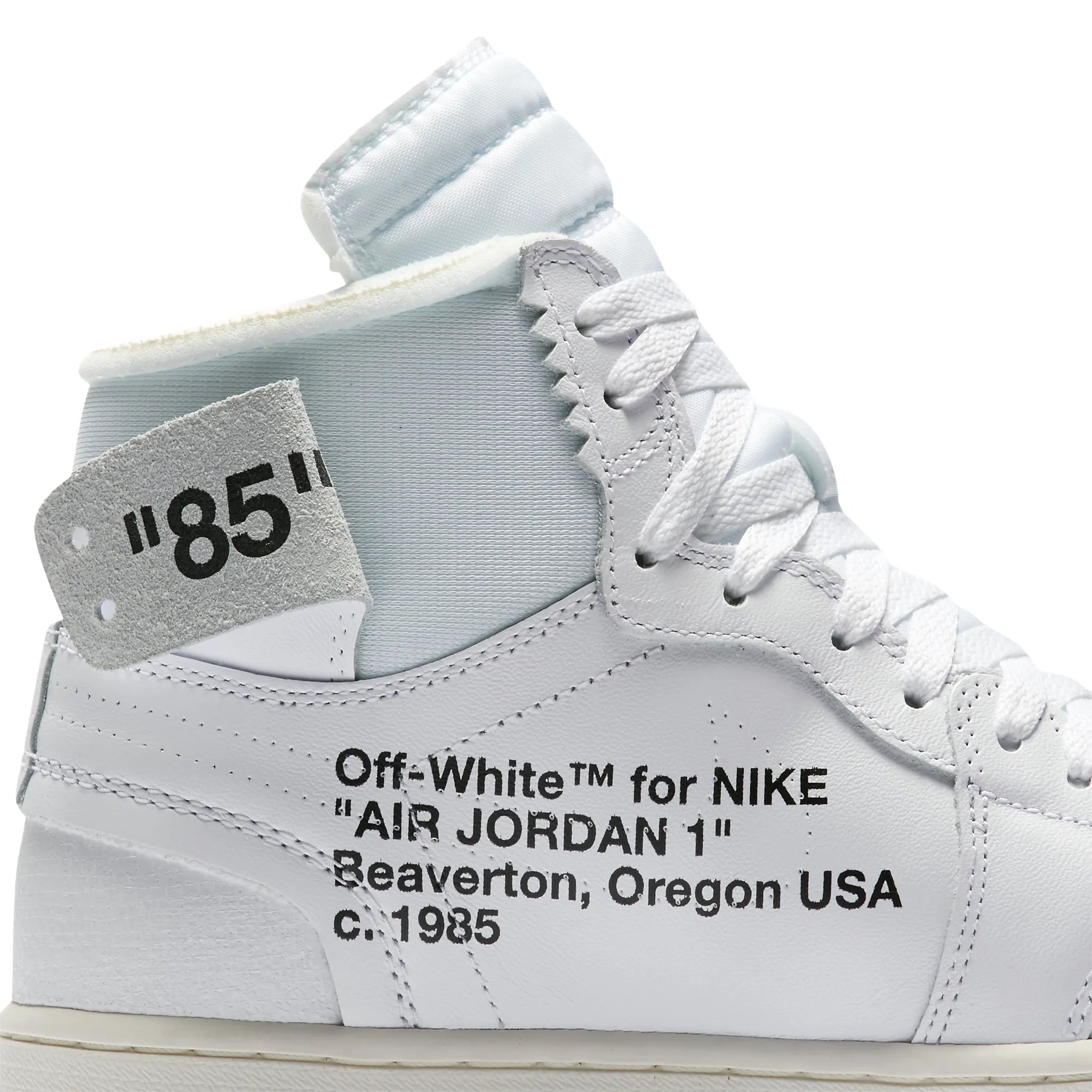 Detail View of Off-White x Air Jordan 1 Retro High OG Alaska (2025) AA3834-100